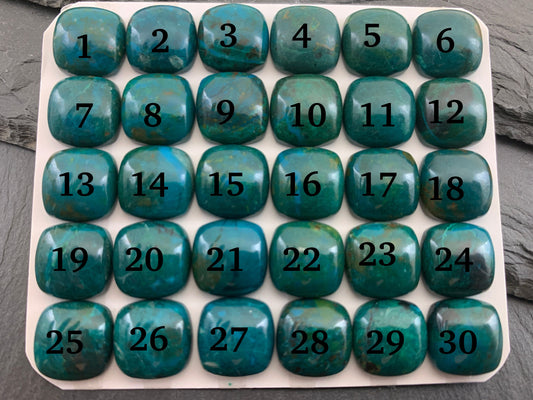 Chrysocolla square cushion 12mm cabochon - Calibrated cabochons