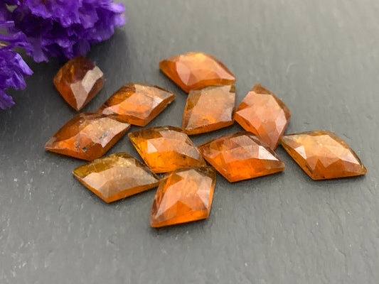 Faceted Orange Kyanite rhombus 8x12mm cabochon