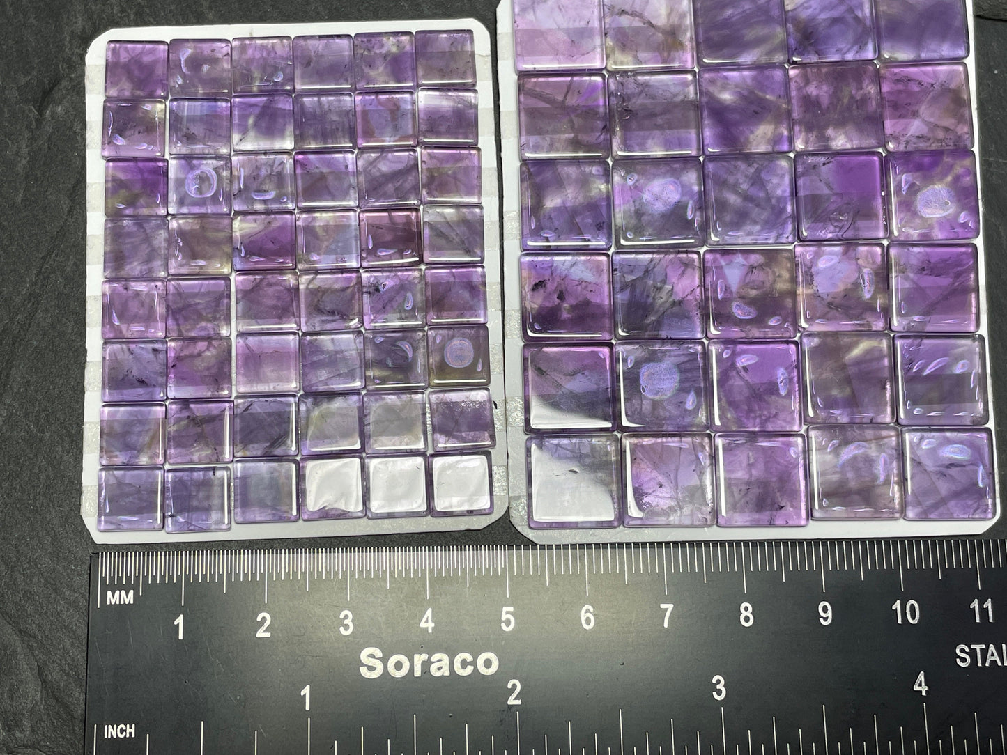 Flat Amethyst Square 8mm, 10mm, 12mm cabochon - Calibrated cabochons