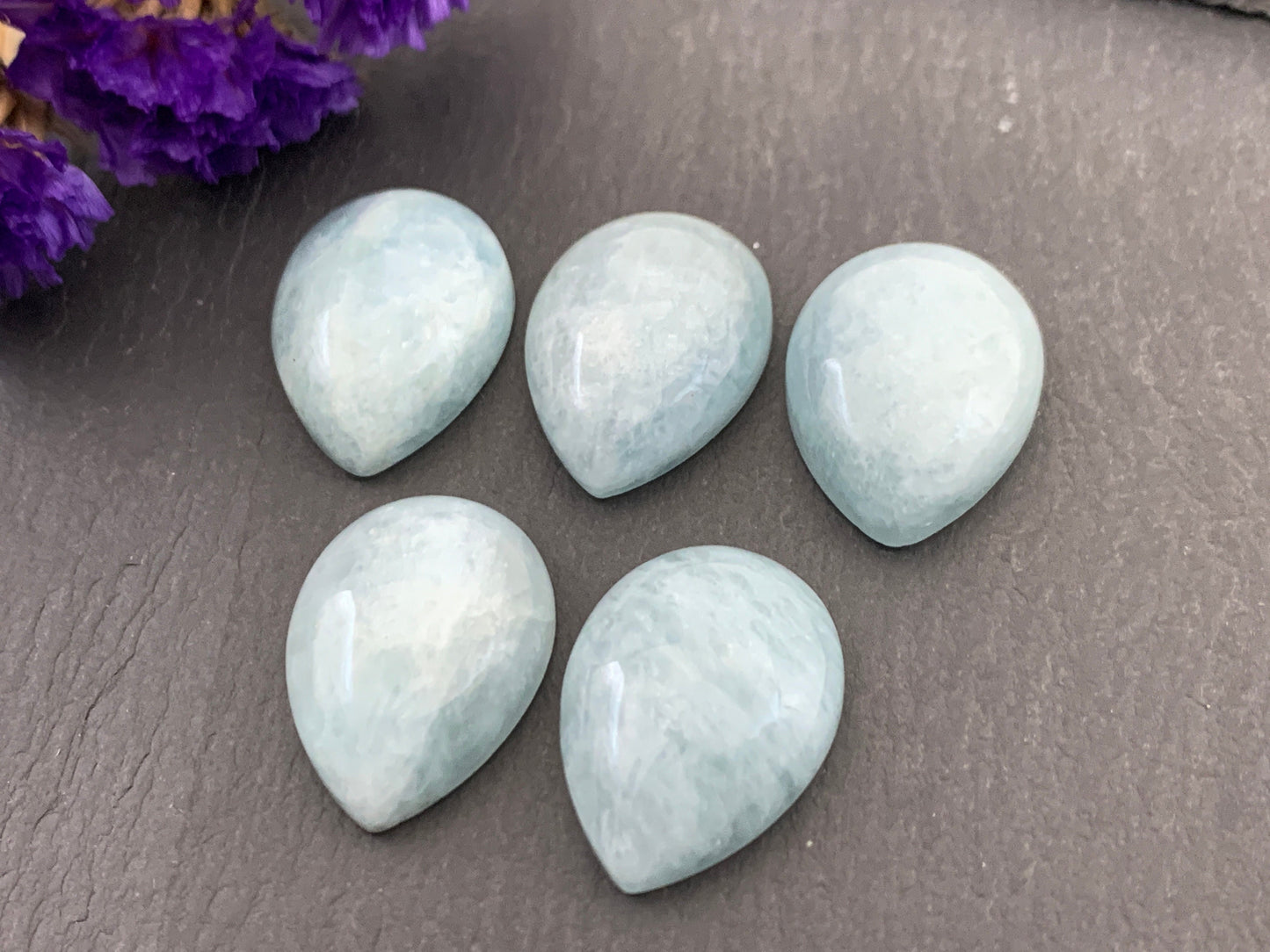 Aquamarine pear 15x20mm cabochon - Calibrated cabochons