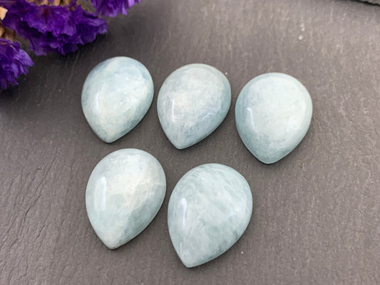 Aquamarine pear 15x20mm cabochon - Calibrated cabochons