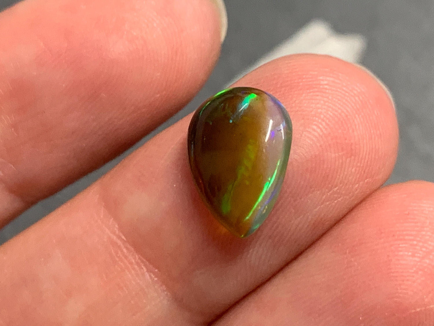 Natural Black Ethiopian Opal pear 9x12x3mm cabochon