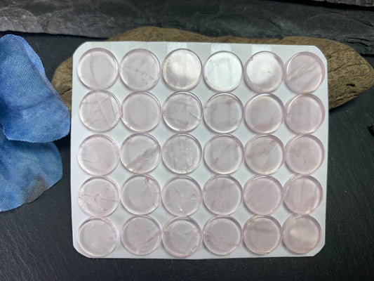 Flat Rose Quartz round 12mm cabochon - Calibrated cabochons