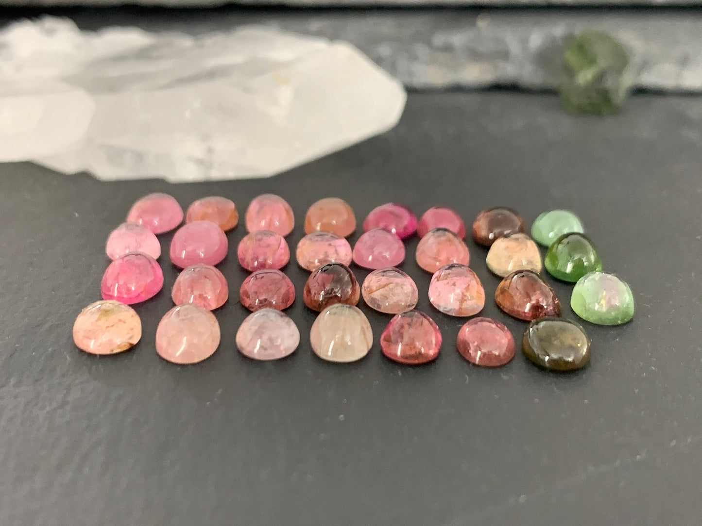 Tourmaline oval 6-7mm long cabochon