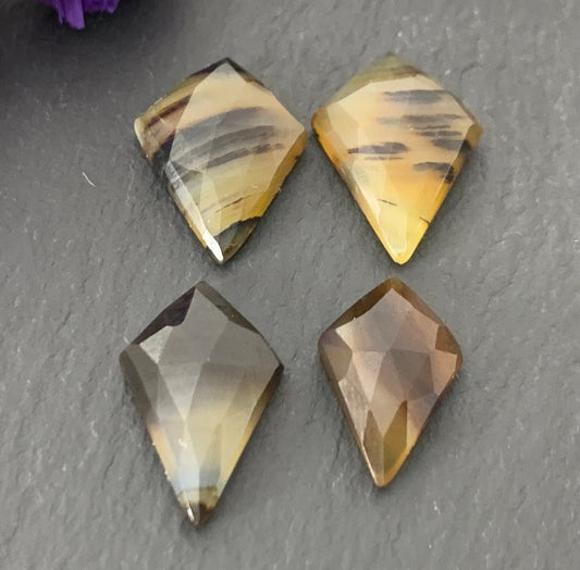 Faceted Montana Agate kite 10-12mm long cabochon