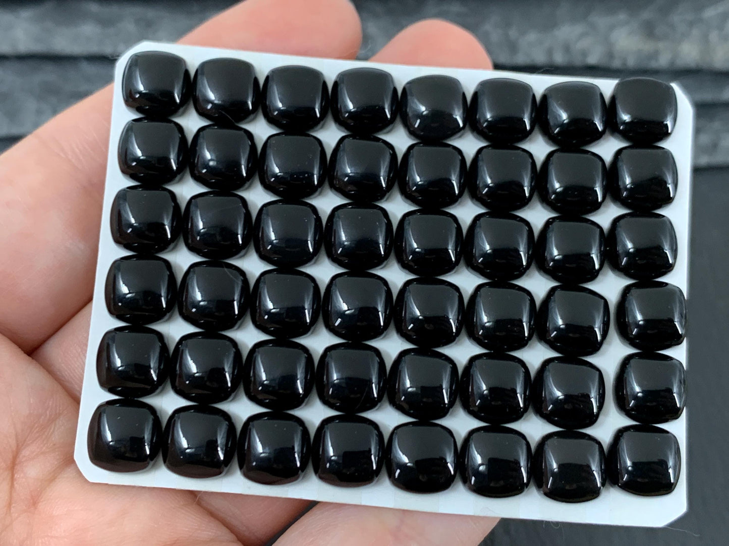 Black Agate Square Cushion 8mm Calibrated Cabochon - Natural Gemstone