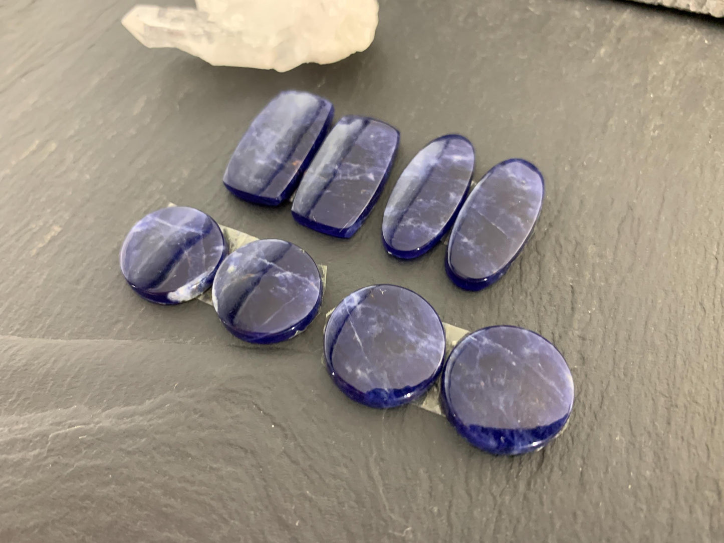 Natural Sodalite pair 15-24mm long cabochon