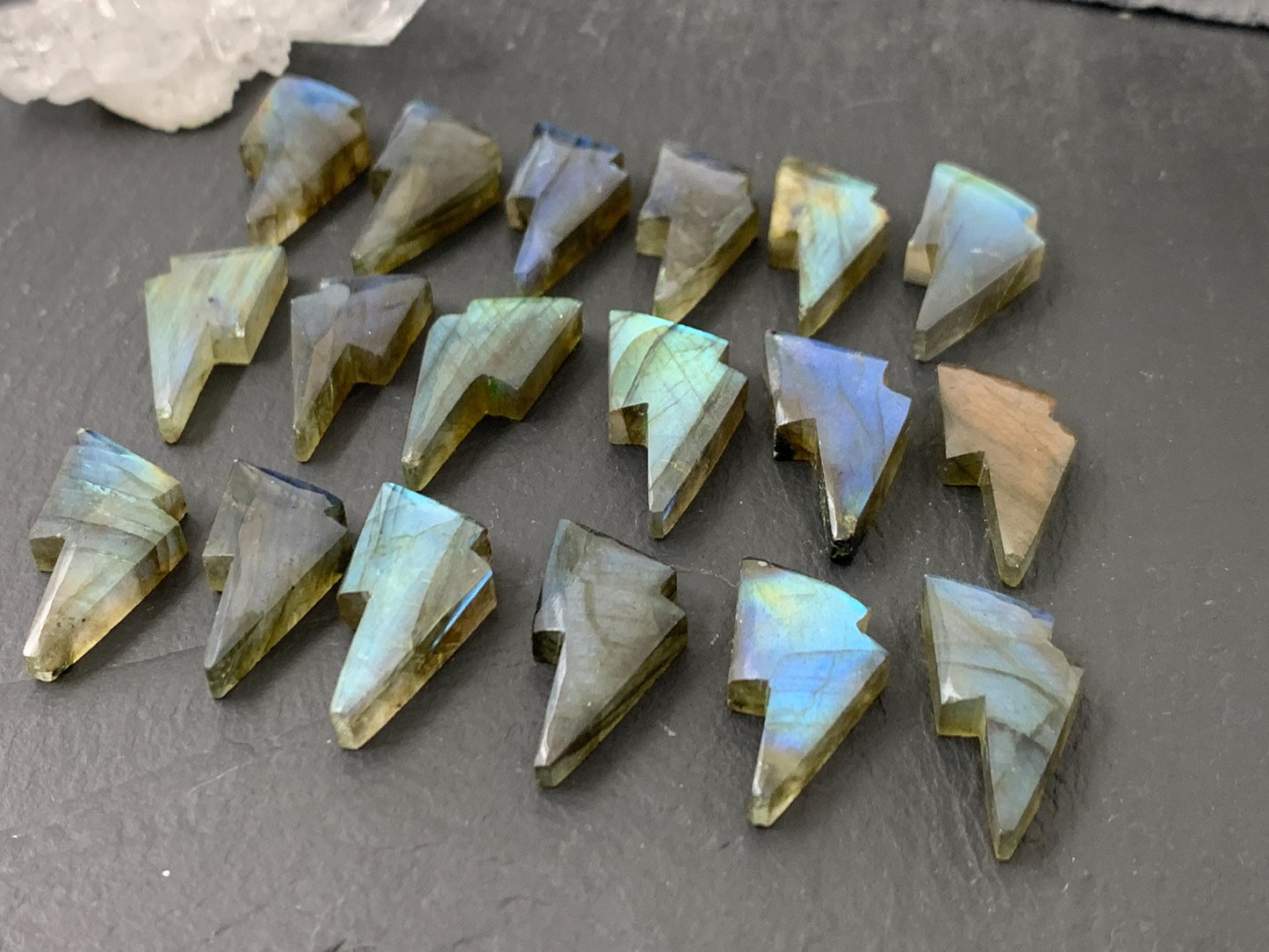 Labradorite lightning bolt 12x19mm cabochon