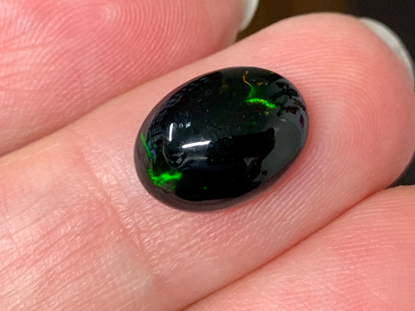 Natural Ethiopian Black Opal 9x12x4mm cabochon