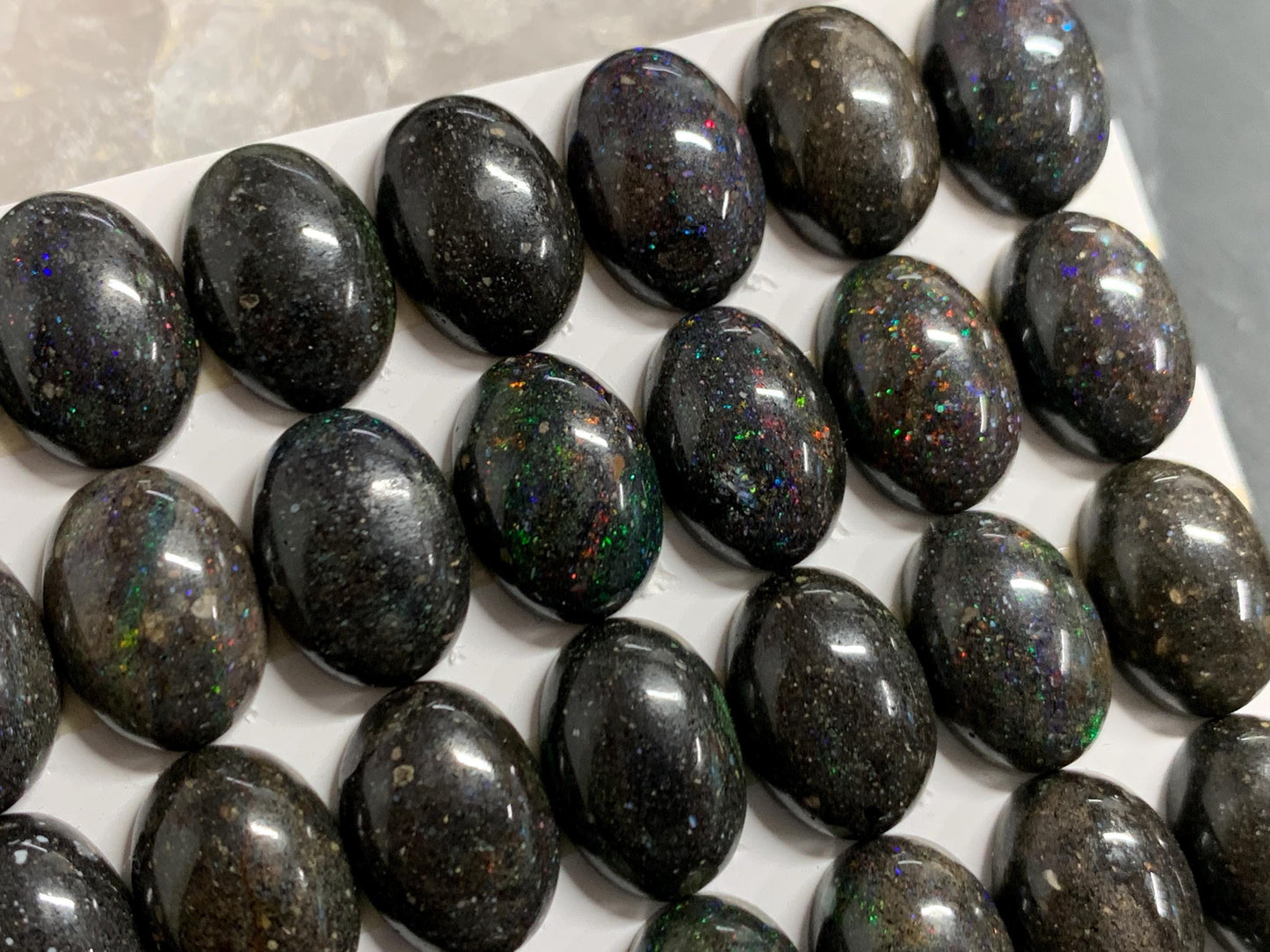 Black Andamooka Opal Oval 10x14mm cabochon  - Matrix Australian Opal