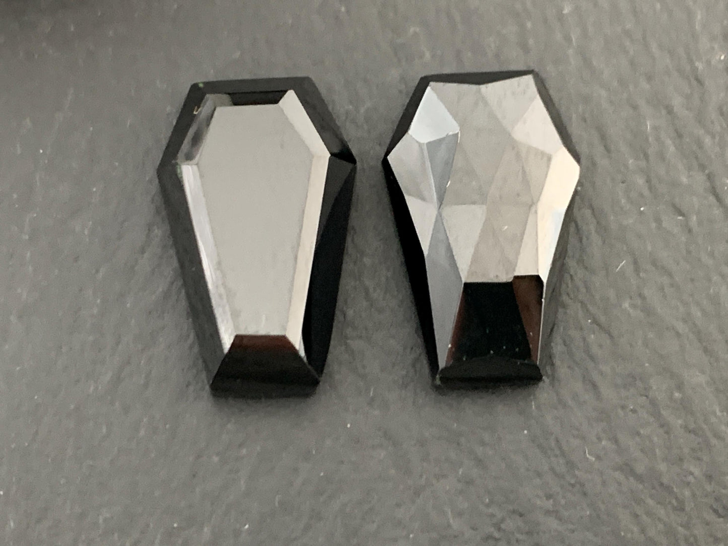 Faceted Black Spinel coffin 10x16mm cabochon