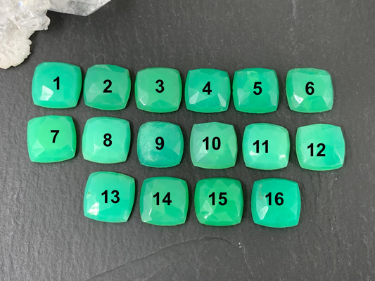 Faceted Chrysoprase square 10mm cabochon
