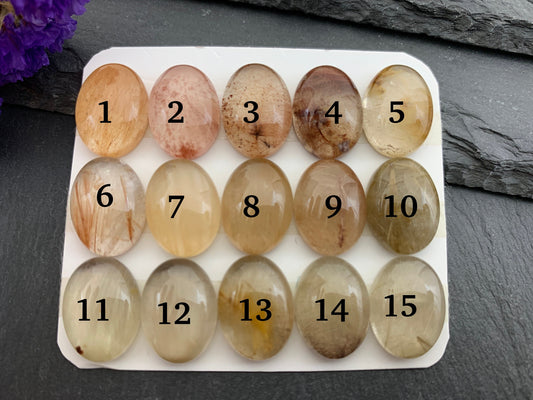 Rutilated Quartz oval 12x16mm cabochon - Calibrated cabochons
