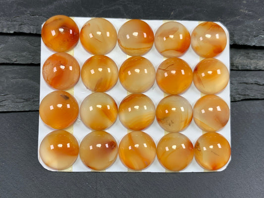 Carnelian round 16mm cabochon - Calibrated cabochons