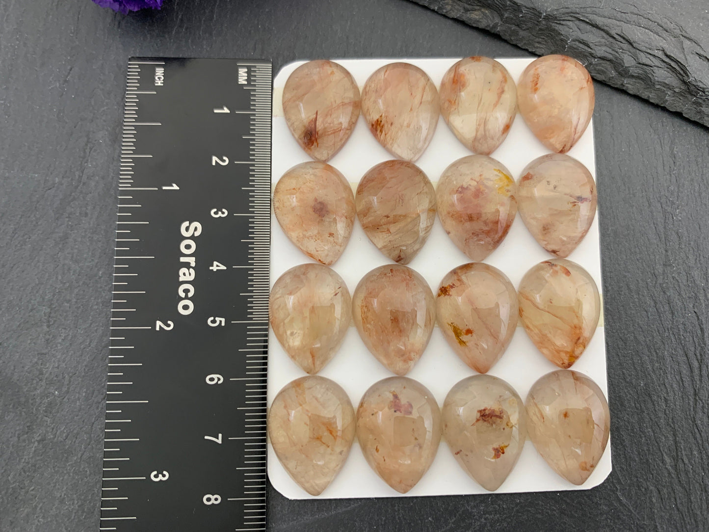 Blood Quartz pear 15x20mm cabochon - Calibrated cabochons