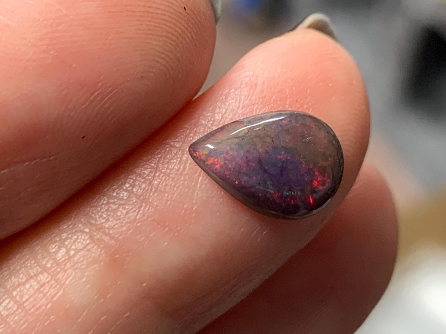 Natural Ethiopian Black Opal 7x11x3mm cabochon