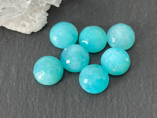 Faceted Amazonite Round 8mm Cabochon - Calibrated cabochons