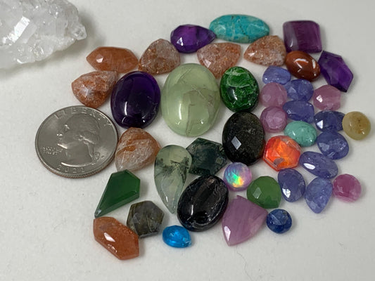 Cracked Damaged - 70% discounted cabochons/ Mixed cabochons lot 41 pieces
