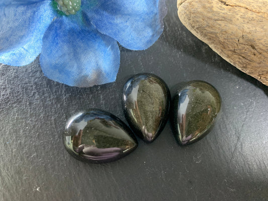Gold Obsidian pear 18x25mm cabochon - Calibrated cabochons