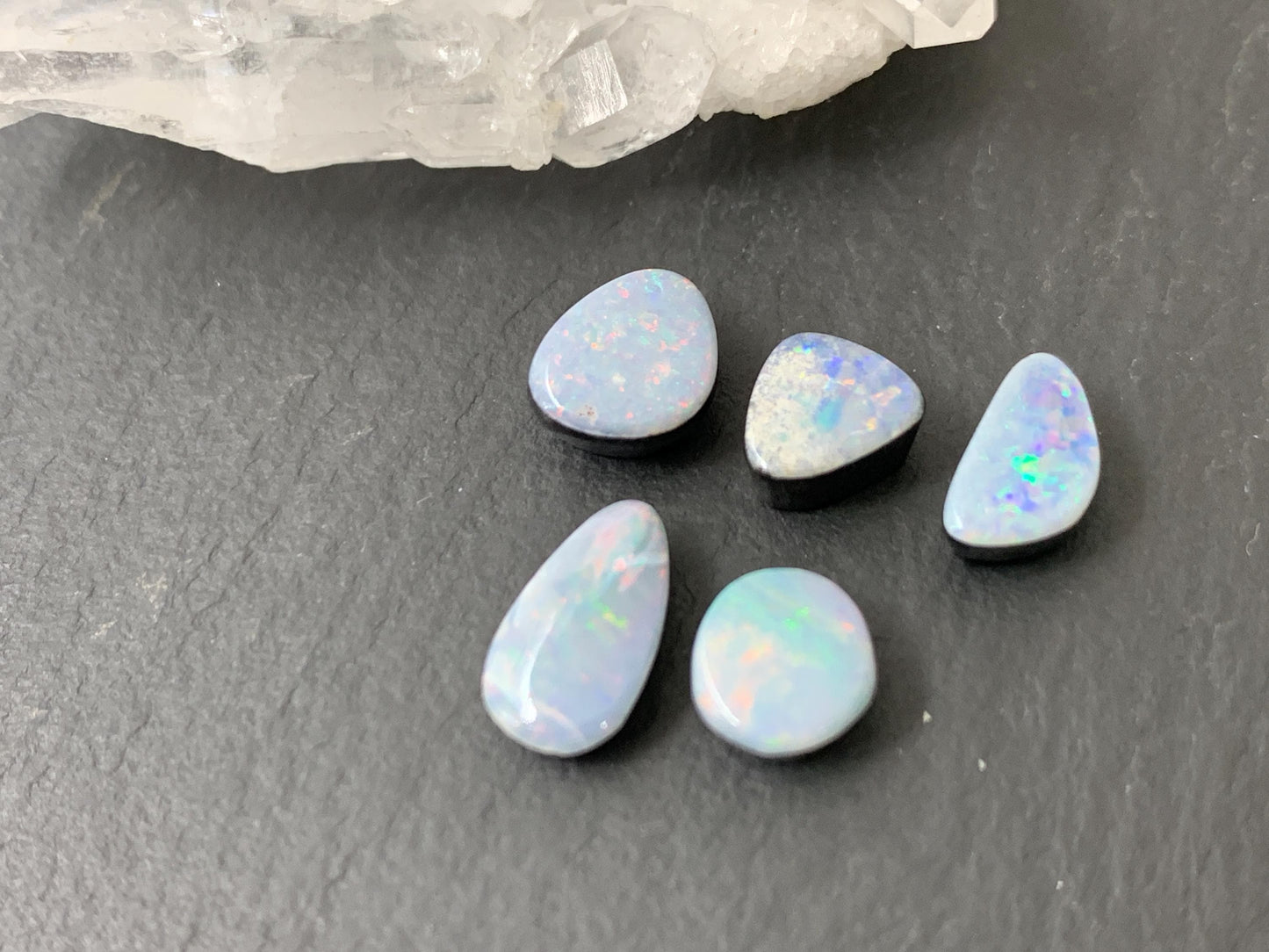 Australian Opal Doublet 6-9.5mm long cabochon - Select your piece