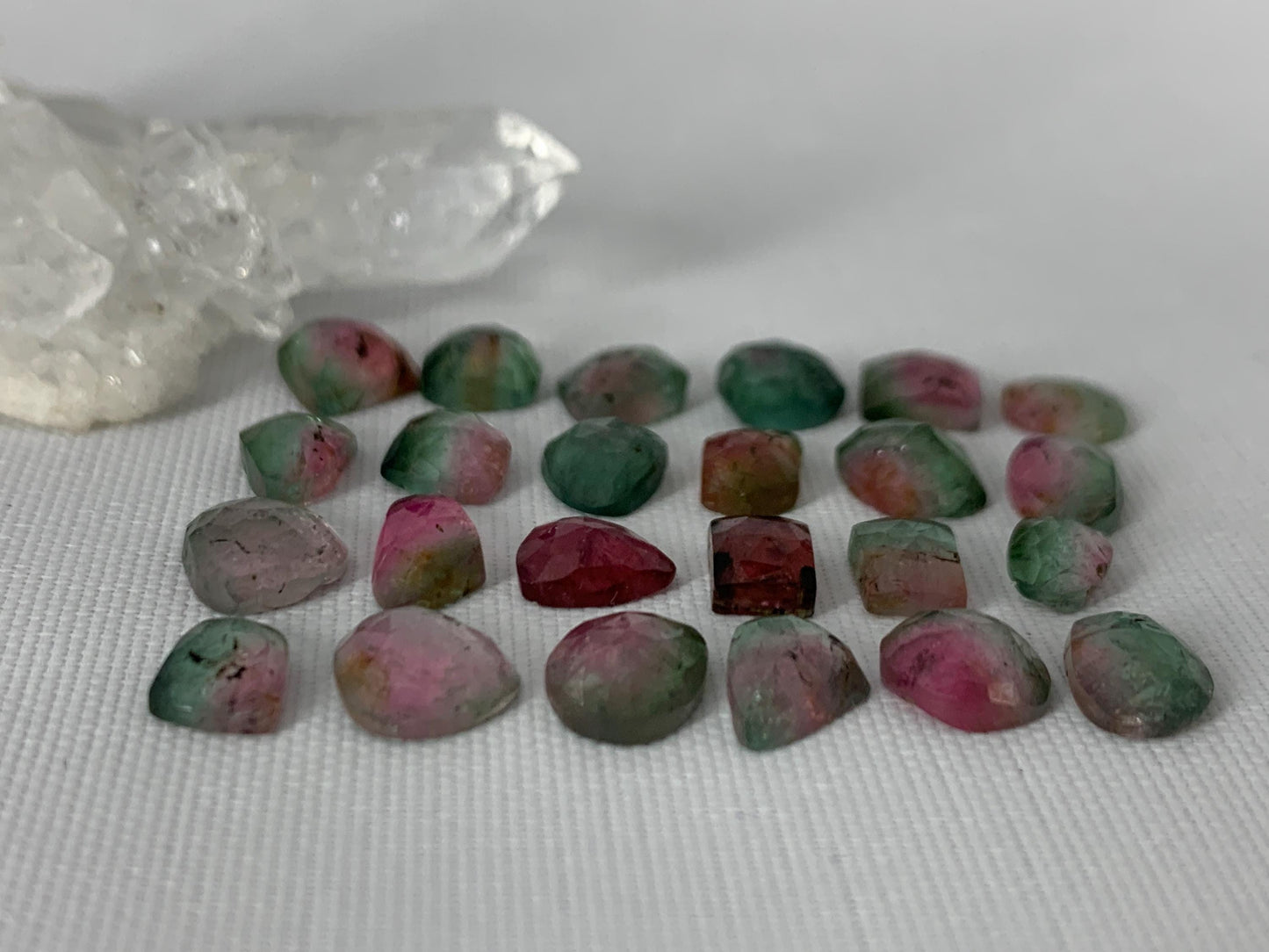 Faceted Watermelon Tourmaline 5-8mm long cabochon- Second quality cabochons