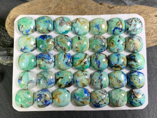 Azurite square cushion 10mm cabochon - Calibrated cabochons