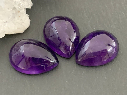 Amethyst pear 15x20mm cabochon - Calibrated Amethyst cabochon