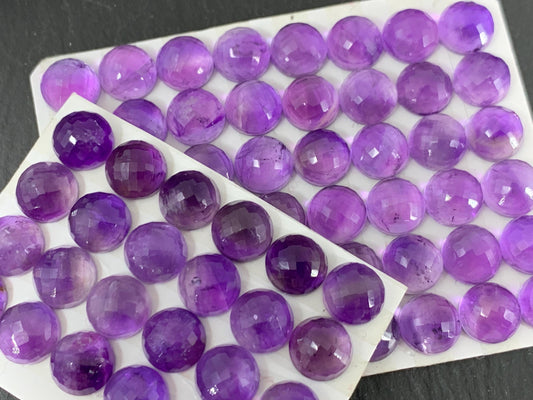 Faceted Amethyst round 8mm cabochon - Calibrated cabochons