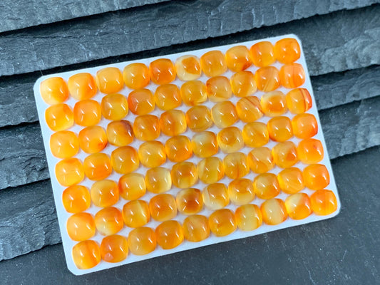 Carnelian square 6mm cabochon - Calibrated cabochons