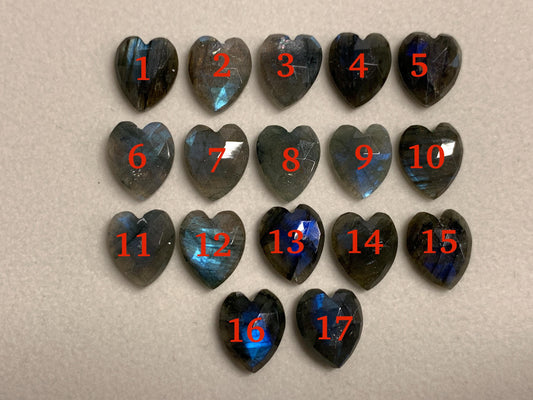Faceted Labradorite heart 11x13mm cabochon