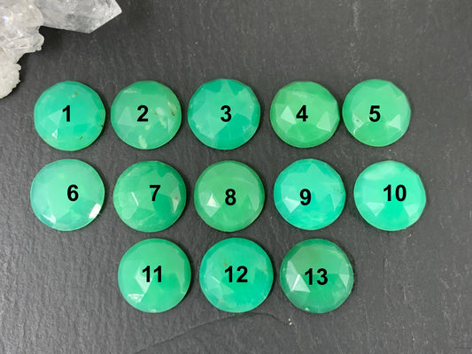 Faceted Chrysoprase round 12mm cabochon