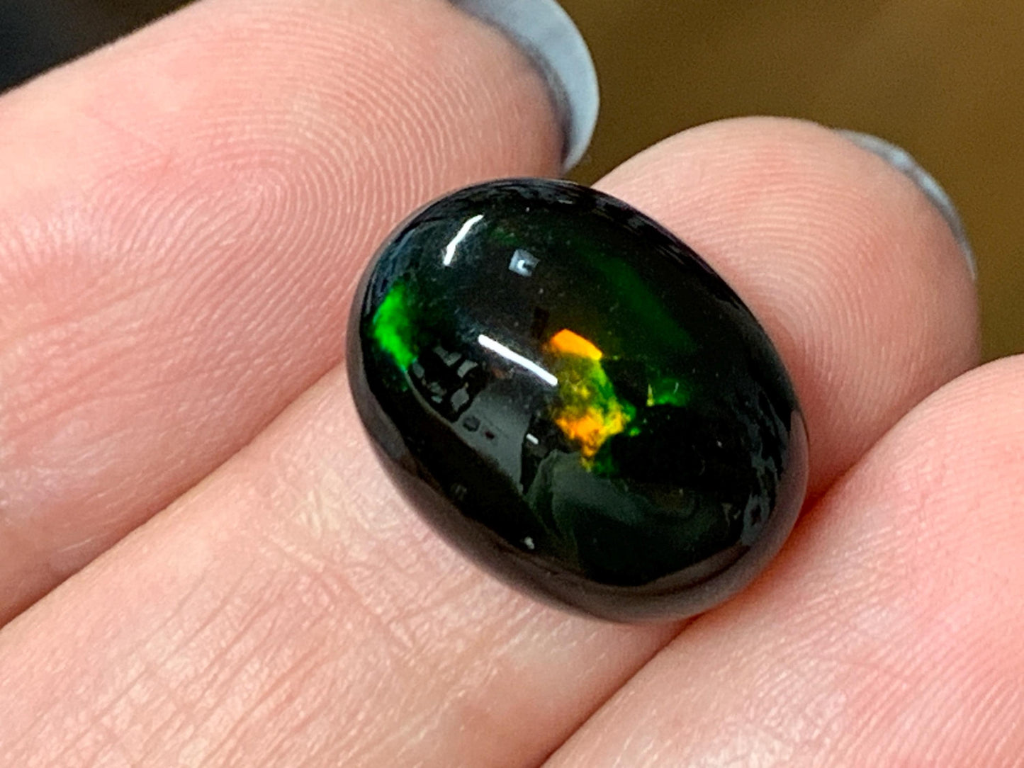 Natural Ethiopian Black Opal 12x16x6mm cabochon