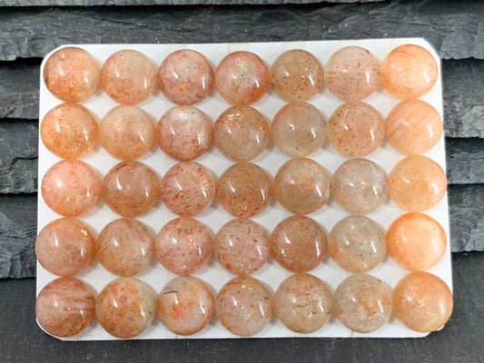 Sunstone round 10mm cabochon - Calibrated cabochon