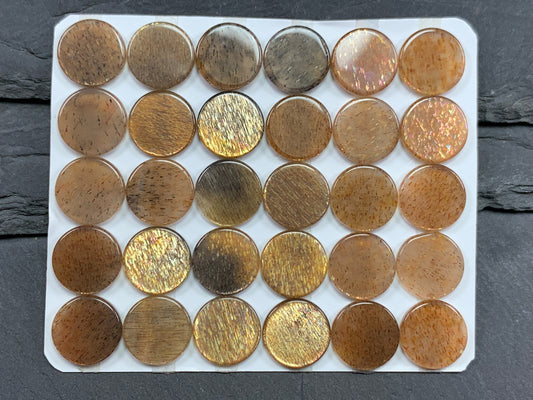 Flat Gold Sunstone round 12mm cabochon - Calibrated cabochons