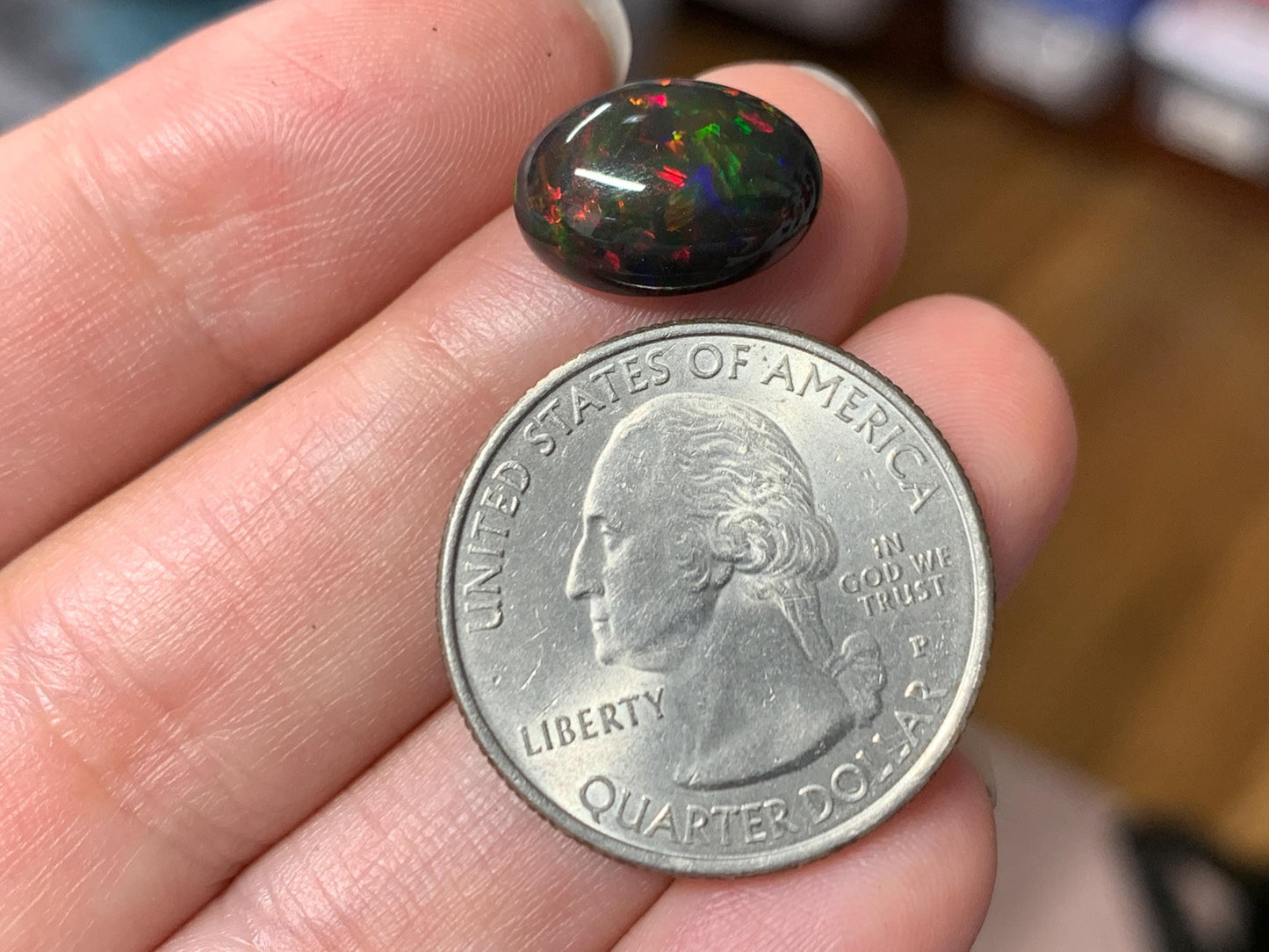 Natural Ethiopian Black Opal 10x13x5mm cabochon