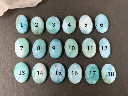 Larimar oval 14mm long cabochon