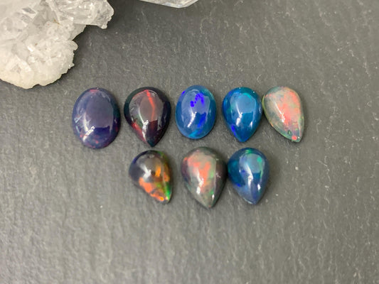 Black Ethiopian Opal 7-8mm long cabochon