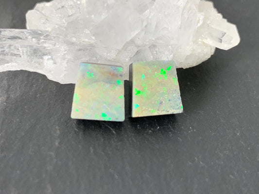 Australian Opal doublet 7x8x4mm pair of cabochons