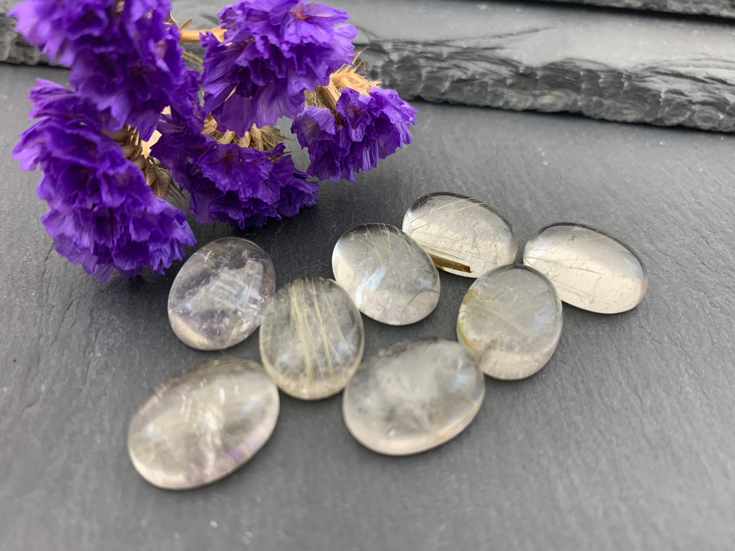 Rutilated Quartz oval 12x16mm cabochon - Calibrated cabochons