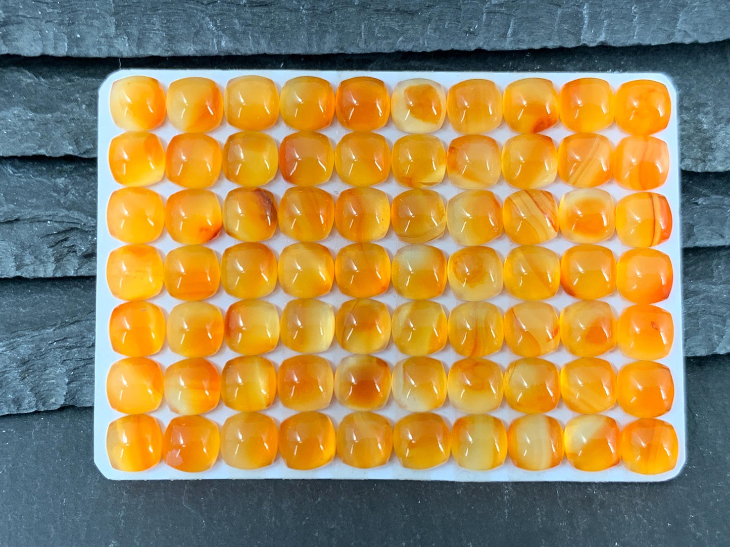 Carnelian square 6mm cabochon - Calibrated cabochons