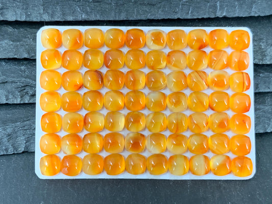 Carnelian square 6mm cabochon - Calibrated cabochons