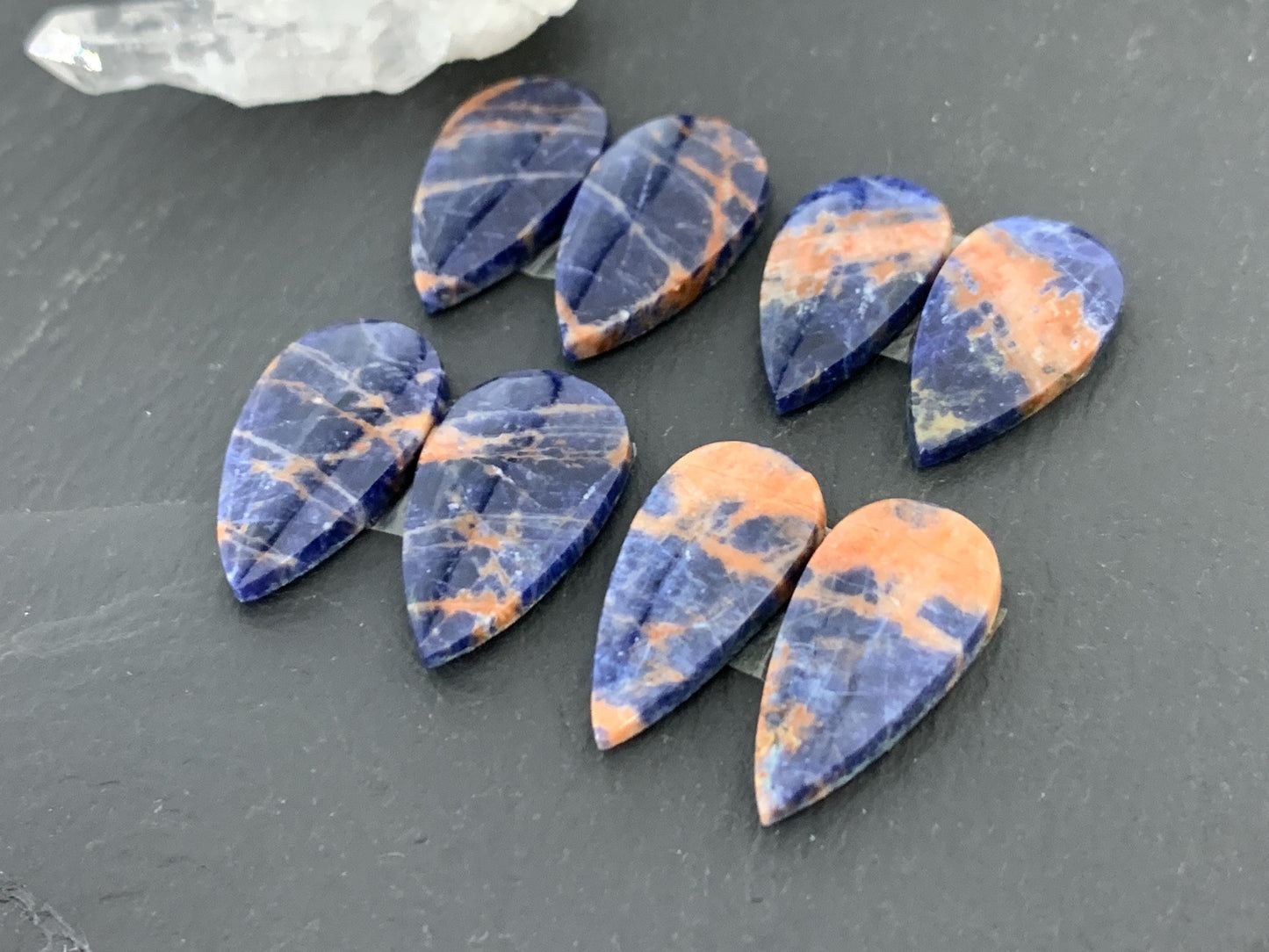 Natural Sodalite pair 23-25mm long cabochon