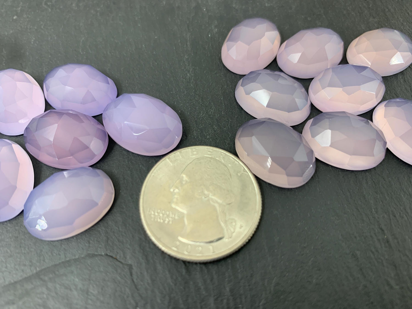 Faceted Lavender Quartz Cabochon 13x18mm - Lab Created Quartz