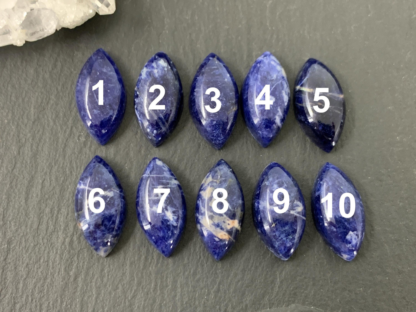 Sodalite marquise 9x18mm cabochon
