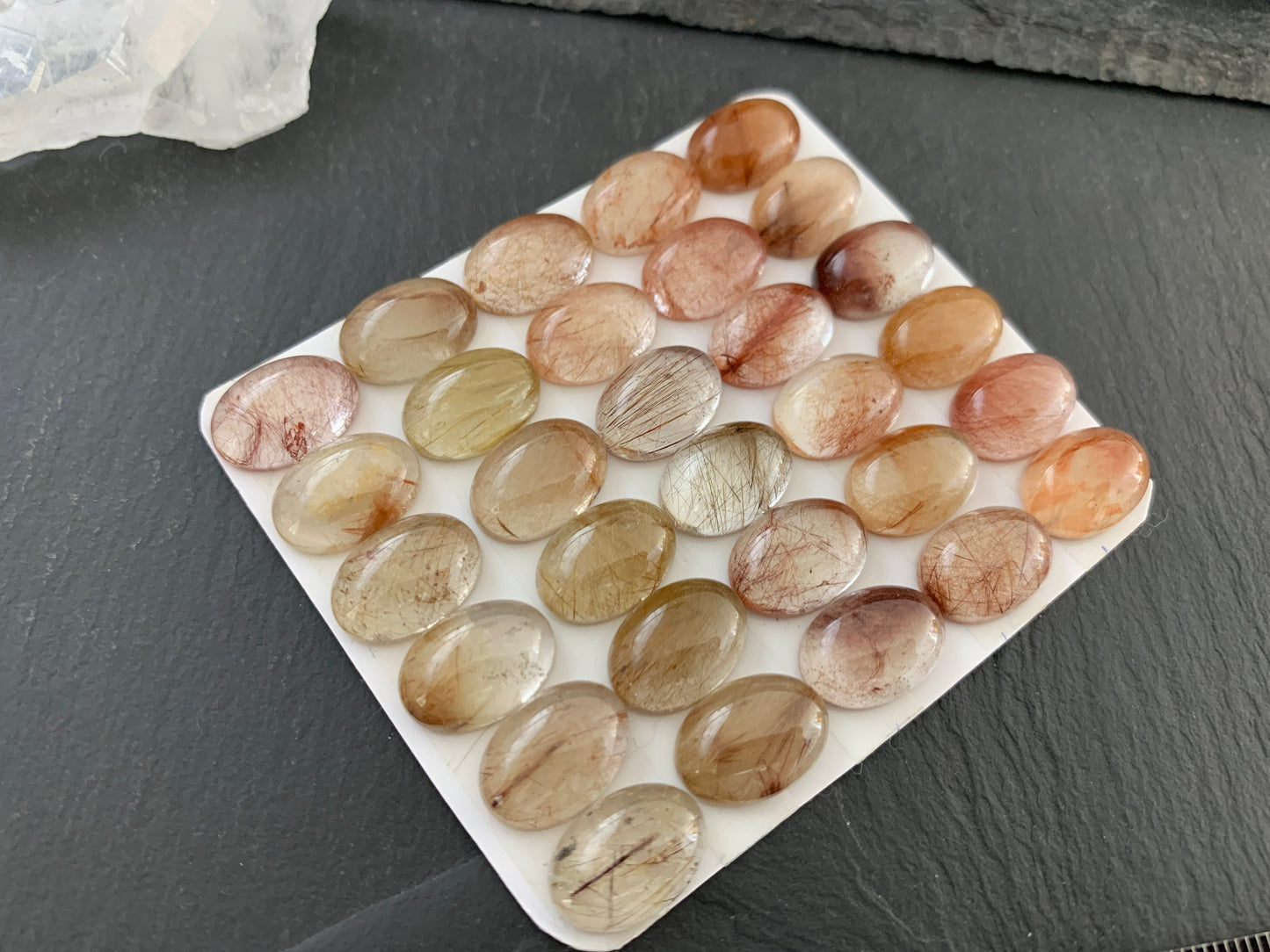 Rutilated Quartz oval 10x14mm cabochon - Calibrated cabochons