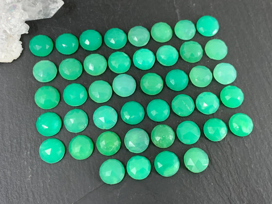 Faceted Chrysoprase round 8mm cabochon