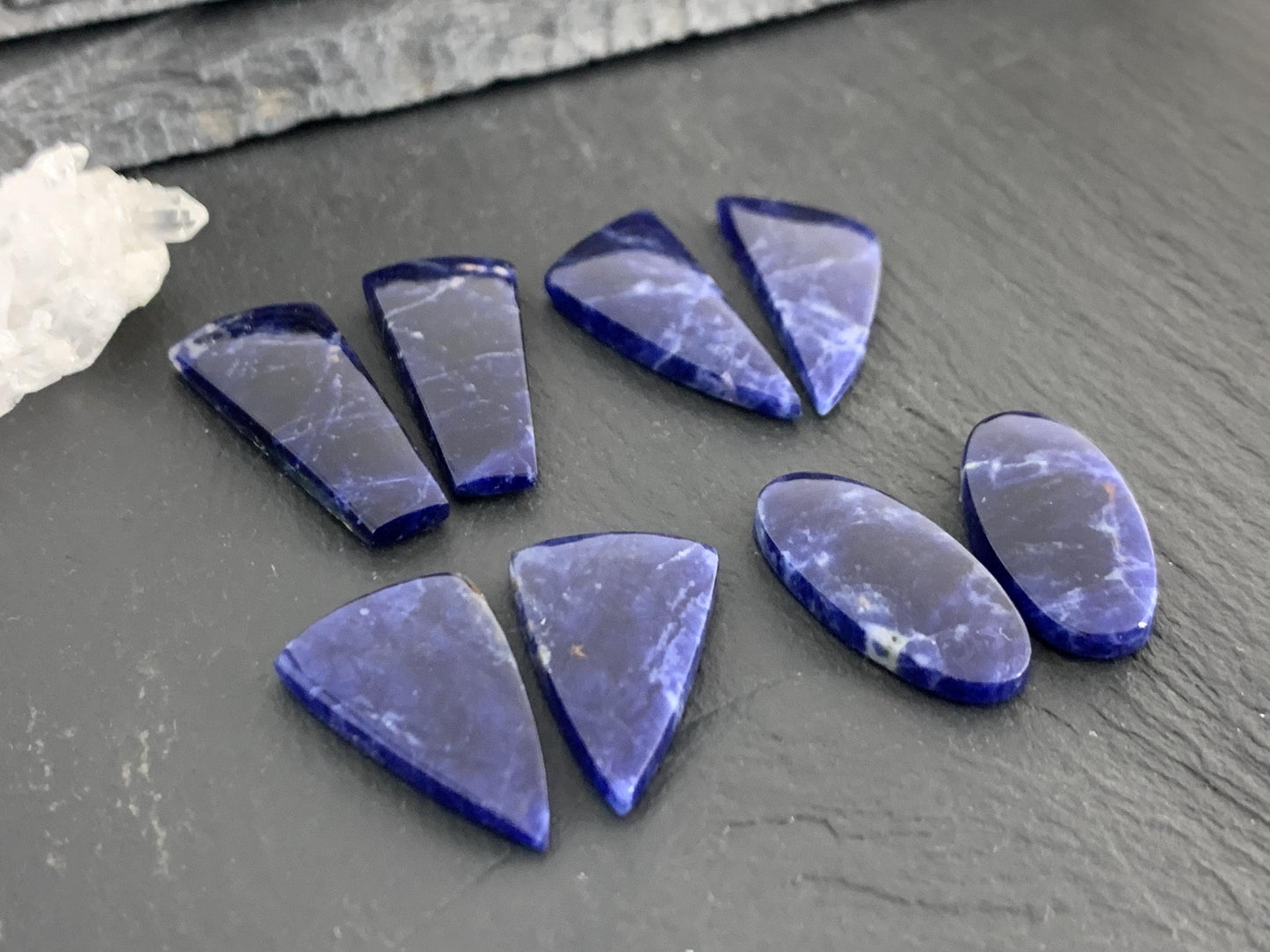 Natural Sodalite pair 24-30mm long cabochon