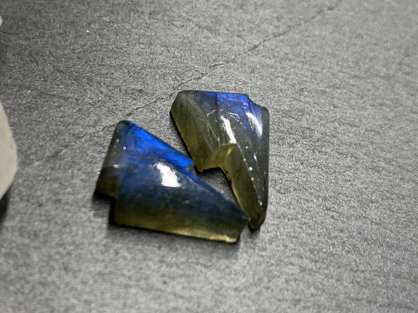 Labradorite lightning bolt pair 9x13mm cabochon