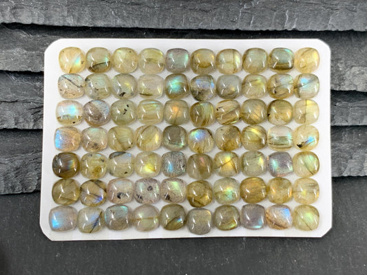 Labradorite Square Cushion 6mm Calibrated Cabochon - Natural Gemstone