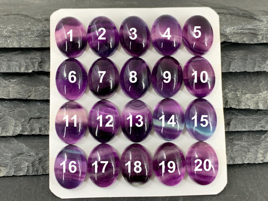 Purple Fluorite oval 12x16mm cabochon - Calibrated cabochons